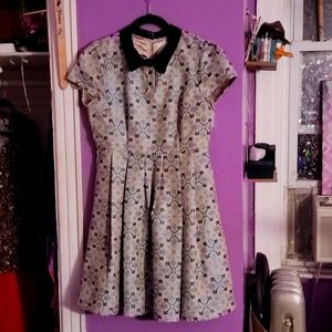 Modcloth Blue Collar Ornate A Line Dress